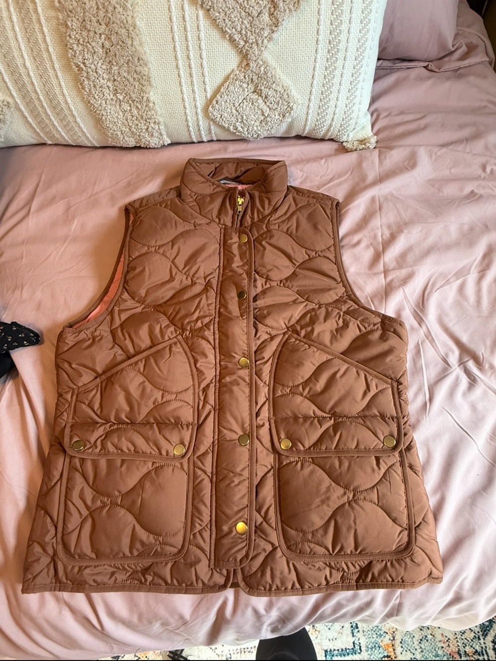J. Crew Quilted Sleeveless Vest in Warm Brown